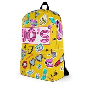 Backpack "The 90s" high quality 16 all over print backpack white left 6131eed917edb
