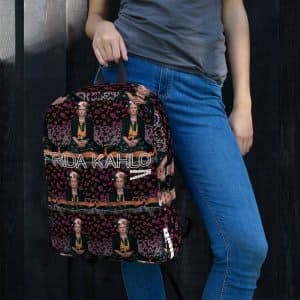 Backpack "Frida Kahlo" high quality 4 all over print backpack white left 61361505a38cf