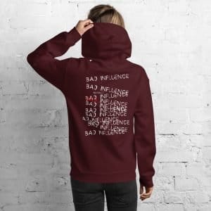 Women hoodie "Bad influence" high quality 6 unisex heavy blend hoodie maroon back 6148c43cca74d