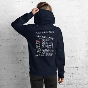 Women hoodie "Bad influence" high quality 7 unisex heavy blend hoodie navy back 6148c43cca451