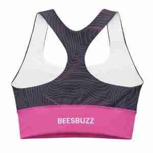 Women's sports bra "Pink" high quality 3 all over print longline sports bra white back 627b7ee2a817a