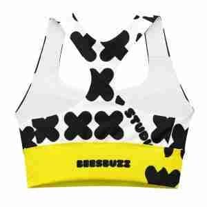 Women's sports bra "X" high quality 4 all over print longline sports bra white back 627b85e3428e5