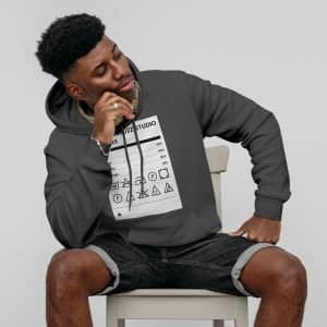 Men Hoodie "label" high quality 6 dark grey 3