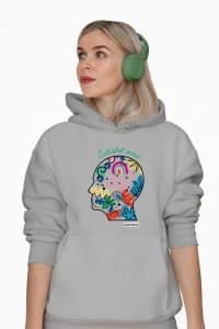 Women Hoodie "colorful head" high quality 6 grey 3