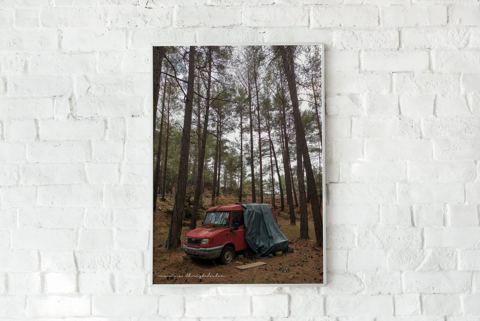 Pine Trees and a red van high quality 2 1 Pine Trees and a red van high quality 2