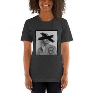 T shirt "eyes covered" high quality 6 unisex premium t shirt dark grey heather front 608e85ee08783