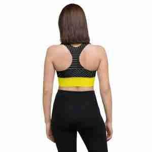 Women's sports bra "beesbuzz" high quality 6 all over print longline sports bra white back 627b82716638e